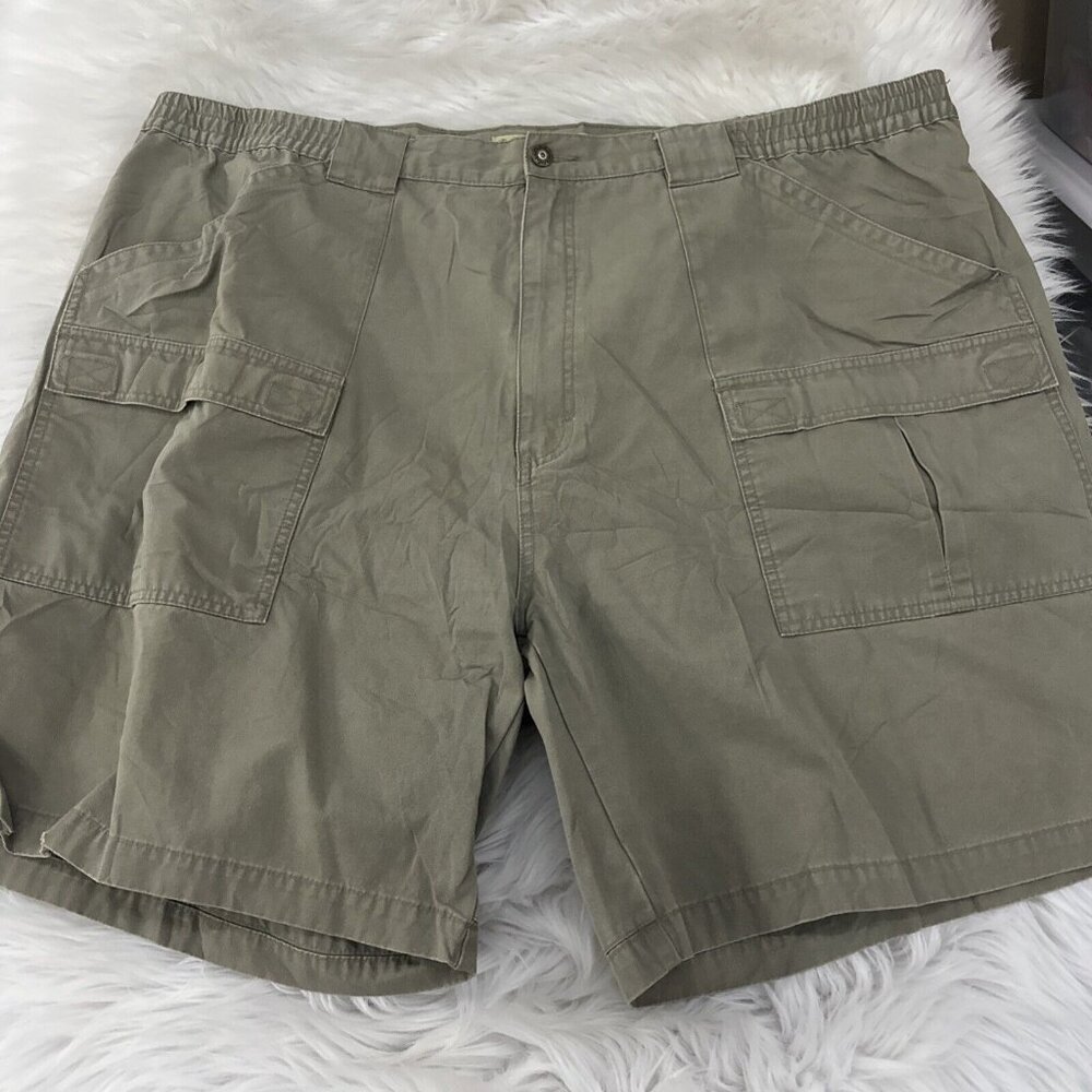 Cabelas Outdoors mens cargo shorts 50 beige elastic waist 100% cotton